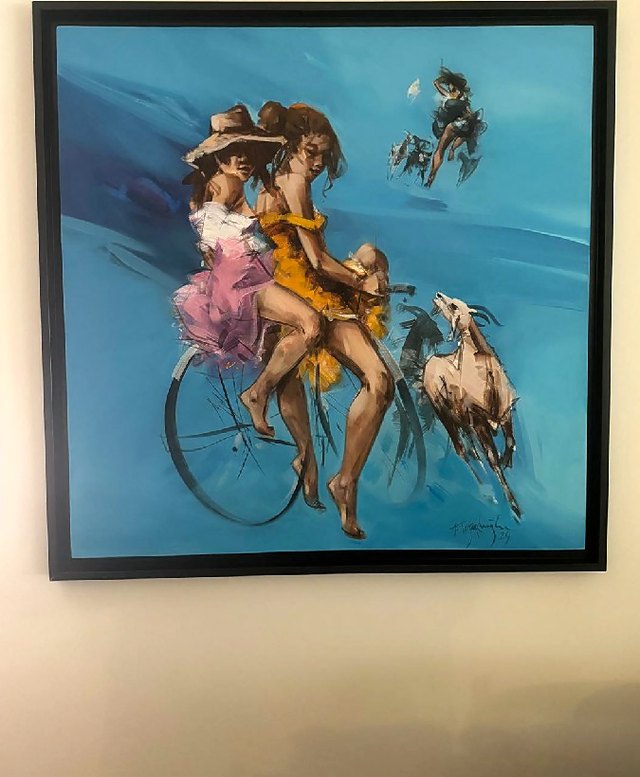 Akdoğan TOPAÇLIOĞLU — Tuval üzeri yağlı boya, 100 × 100 cm