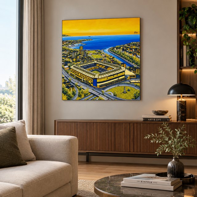 Alev ÖZAS — Tuval üzeri yağlı boya, 100 × 100 cm,