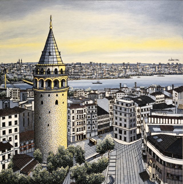 Alev ÖZAS — Tuval üzeri yağlı boya, 100 × 100 cm,