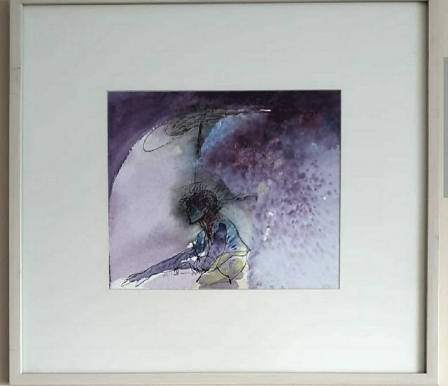 Ali KOTAN — Karton üzeri karışık teknik, 23 × 28 cm, 