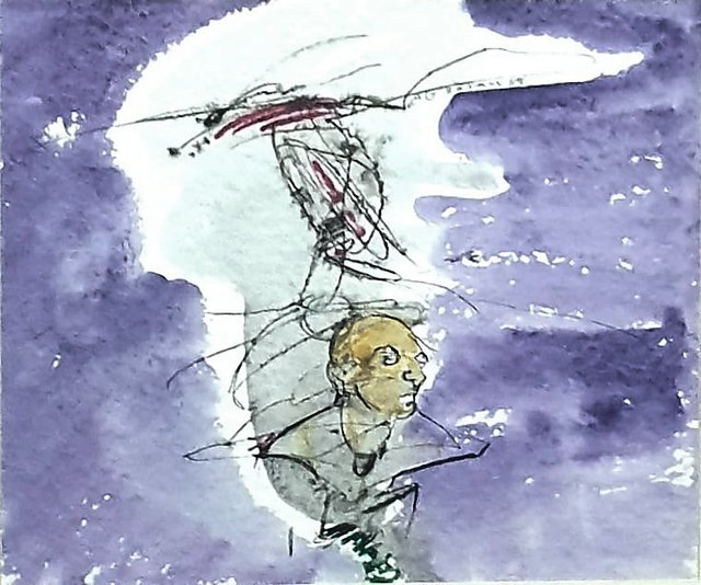 Ali KOTAN — Karton üzeri karışık teknik, 23 × 28 cm, 