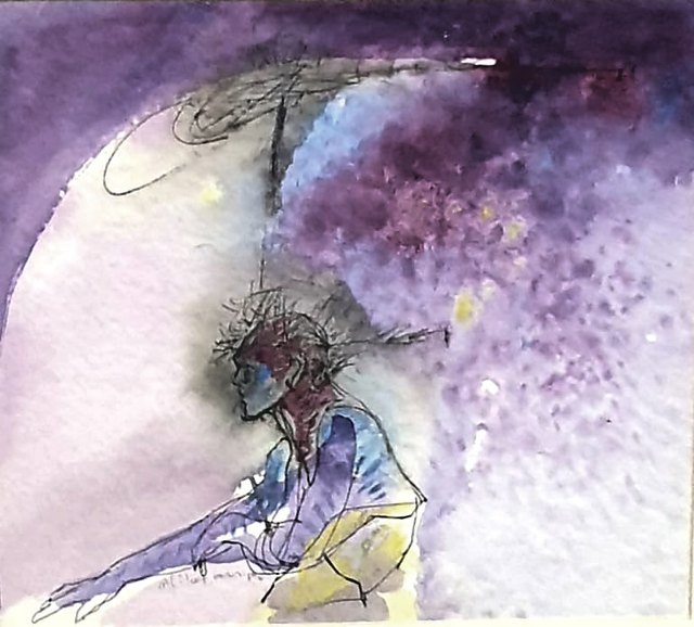Ali KOTAN — Karton üzeri karışık teknik, 23 × 28 cm