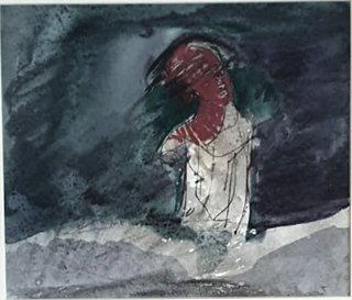 Ali KOTAN — Karton üzeri karışık teknik, 23 × 28 cm, 