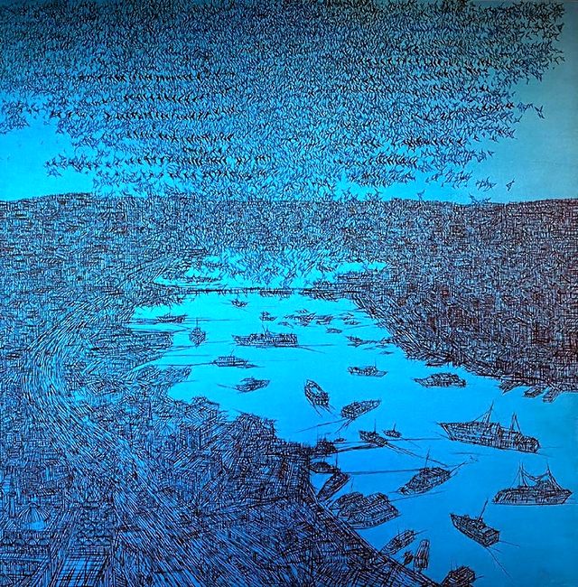 Devrim ERBİL — Tuval üzeri yağlı boya, 150 × 150 cm, 2015