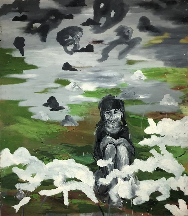 Emel GERİŞ — Tuval üzeri yağlı boya, 150 × 130 cm