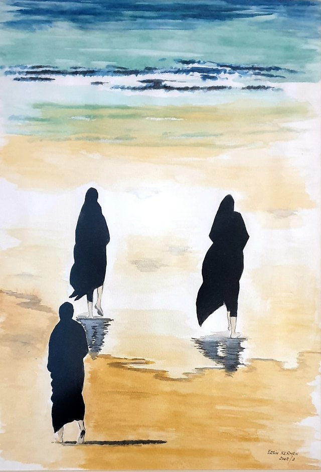 Ersin KERMEN — Kâğıt üzeri suluboya, 60 × 42 cm