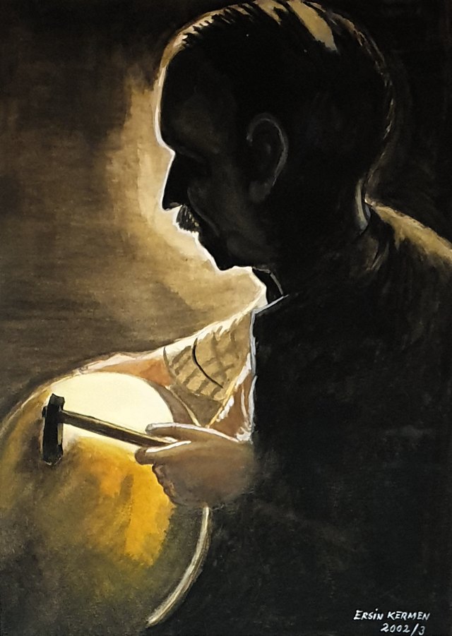Ersin KERMEN — Kâğıt üzeri guaj, 40 × 30 cm