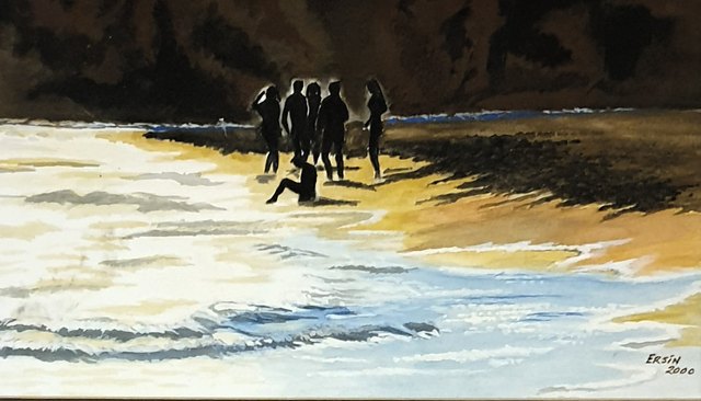 Ersin KERMEN — Karton üzeri karışık teknik, 25 × 30 cm