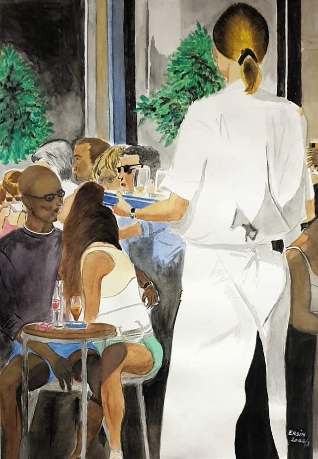 Ersin KERMEN — Kâğıt üzeri suluboya, 60 × 45 cm