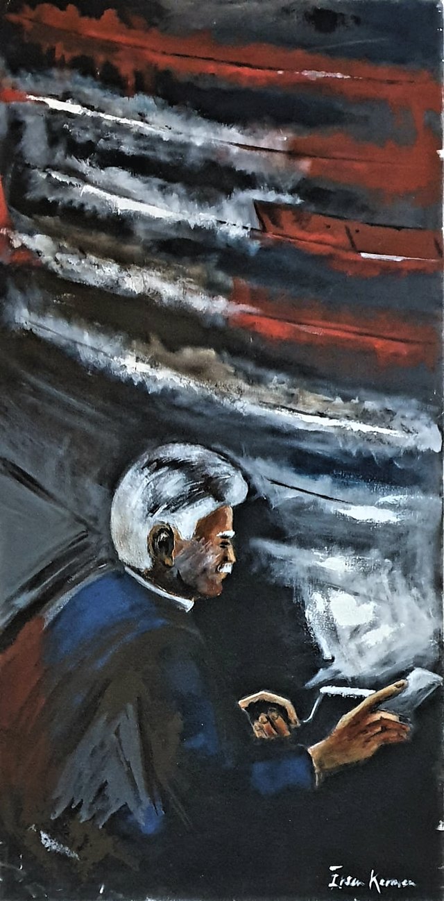 Ersin KERMEN — Tuval üzeri yağlı boya, 80 × 40 cm