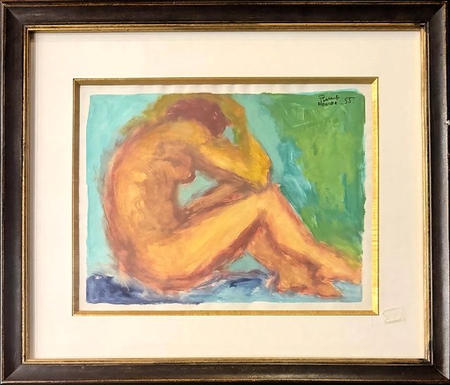 Fikret MUALLA — Kâğıt üzeri guaj, 20 × 26 cm, 1955