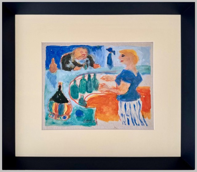 Fikret MUALLÂ — Kağıt üzeri guaj boya, 20 × 26 cm, 1955
