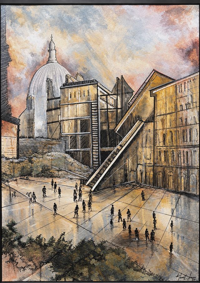 Hamit İZMİR — Tuval üzeri karışık teknik, 100 × 70 cm, 