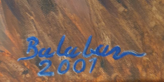 İbrahim BALABAN — Tuval üzeri yağlı boya, 50 × 60 cm, 2001, ağırlıklı kırmızı tonlarda