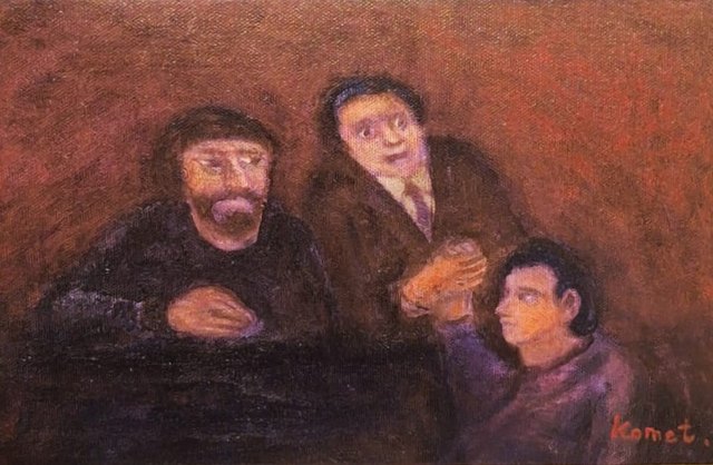 KOMET — Tuval üzeri yağlı boya, 18 × 28 cm, 
