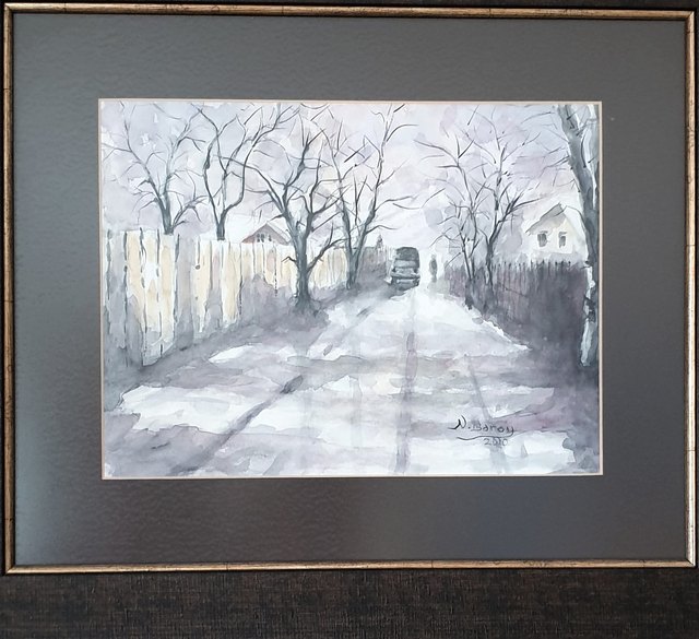 N. BAROY — Kâğıt üzerine karışık teknik, 24 × 32 cm, 