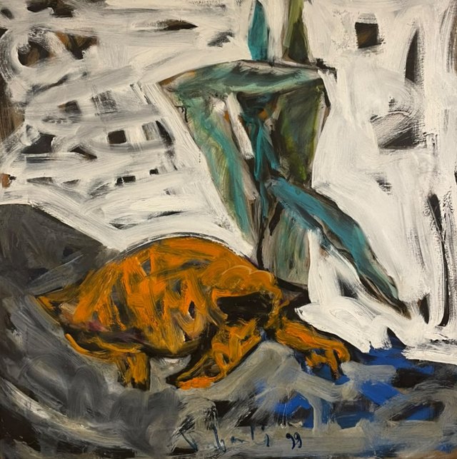 Orhan BENLİ — Tuval üzeri yağlı boya, 100 × 100 cm,