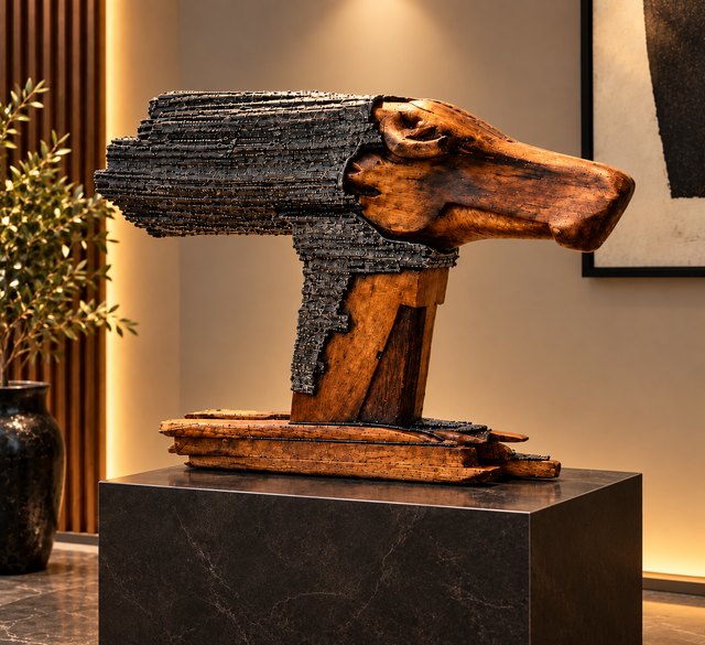 Ramazan TİLKİ — Diğer, 58 × 18 × 75 cm, 2017, ağırlıklı siyah-beyaz ve gri tonlarda