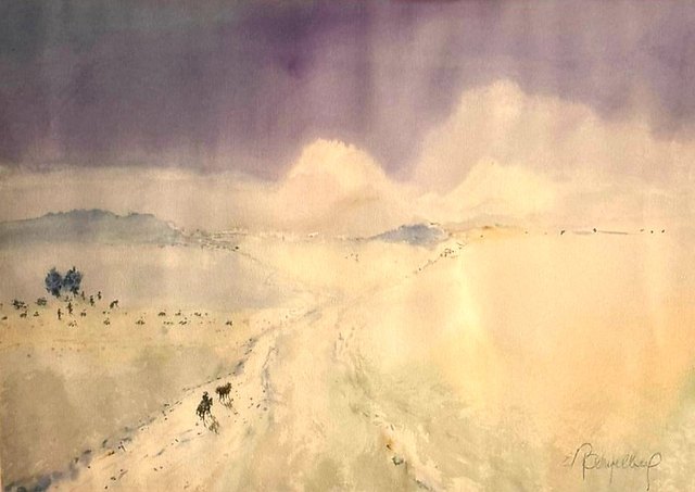 RAMBELBERG — Kâğıt üzerine karışık teknik, 60 × 85 cm,