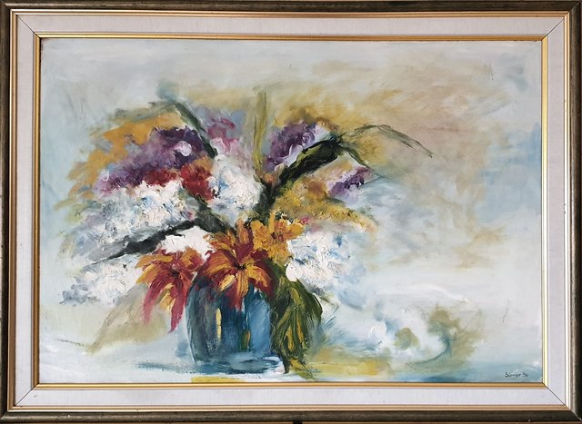 Sümer — Duralit üzeri yağlı boya, 46 × 65 cm