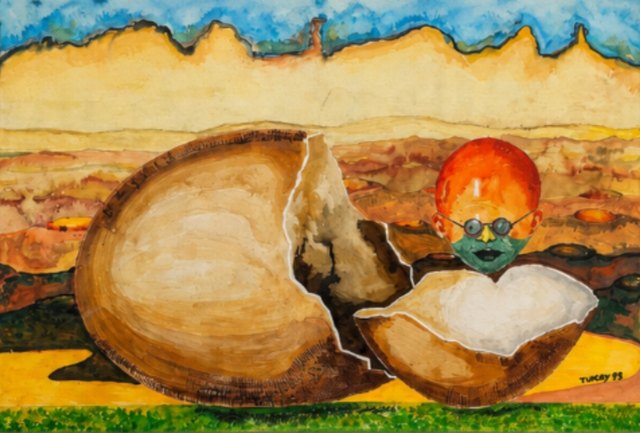 Tuncay ÖZDEMİRCAN — Kâğıt üzeri suluboya, 49 × 68 cm, 1985